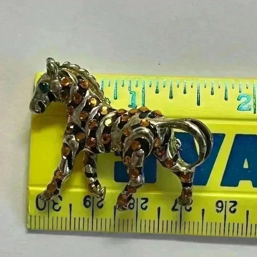 Vintage Zebra Rhinestone Brooch - Picture 6 of 7